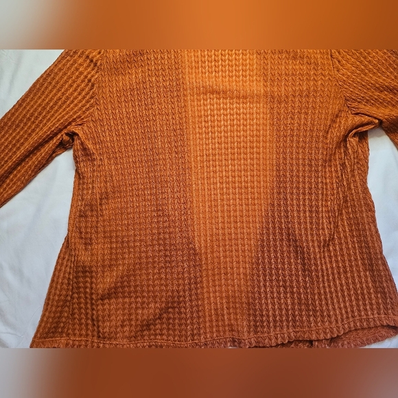 Allison Daley Womens Orange Textured Open Front Long Sleeve Cardigan Size Large - Picture 8 of 8